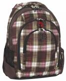 TAKE IT EASY Schulrucksack Plaid braun