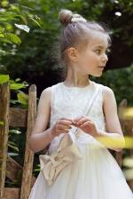 Le Chic Mädchen Kleid Kinderkleid festlich mit Spitze ecru