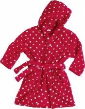 Kinder Bademantel Fleece Punkte rot