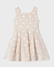 mayoral Mädchen Kleid Sommerkleid Punkte beige