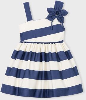 Mayoral festliches Mädchen Kinder Kleid gestreift blau ecru